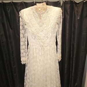 Jessica McClintock Bridal Vintage Lace Cream Dress Sz 6
